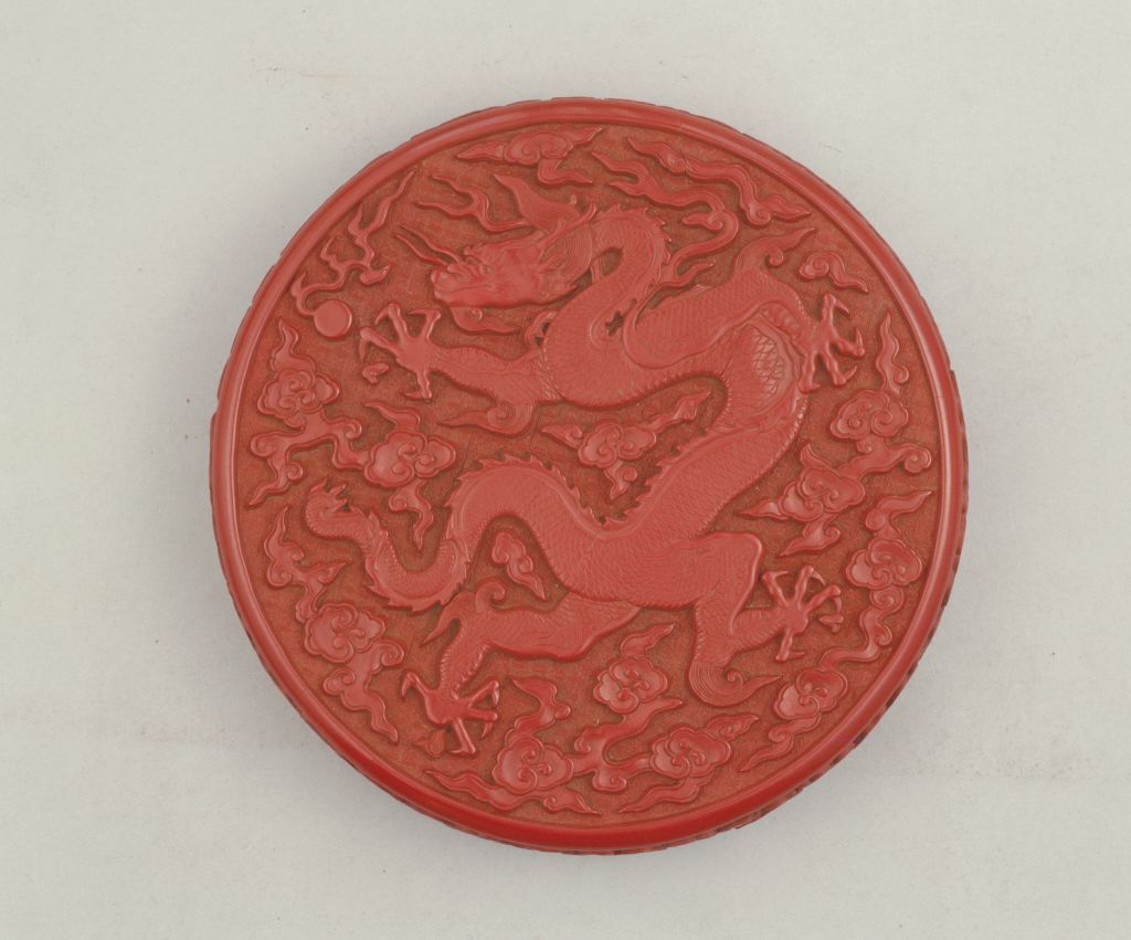 图片[2]-Round box with red cloud and dragon pattern-China Archive